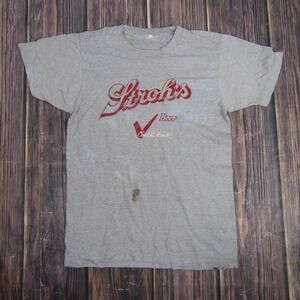 Vintage Strohs Beer Shirt Mens Medium Gray Stroh Light Promo Graphic Tee 80s 90s